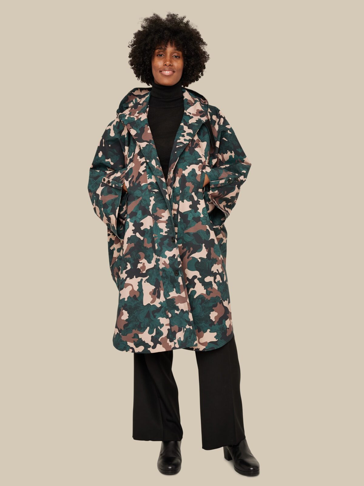 Raincho Unisex / hopsack-camo-green