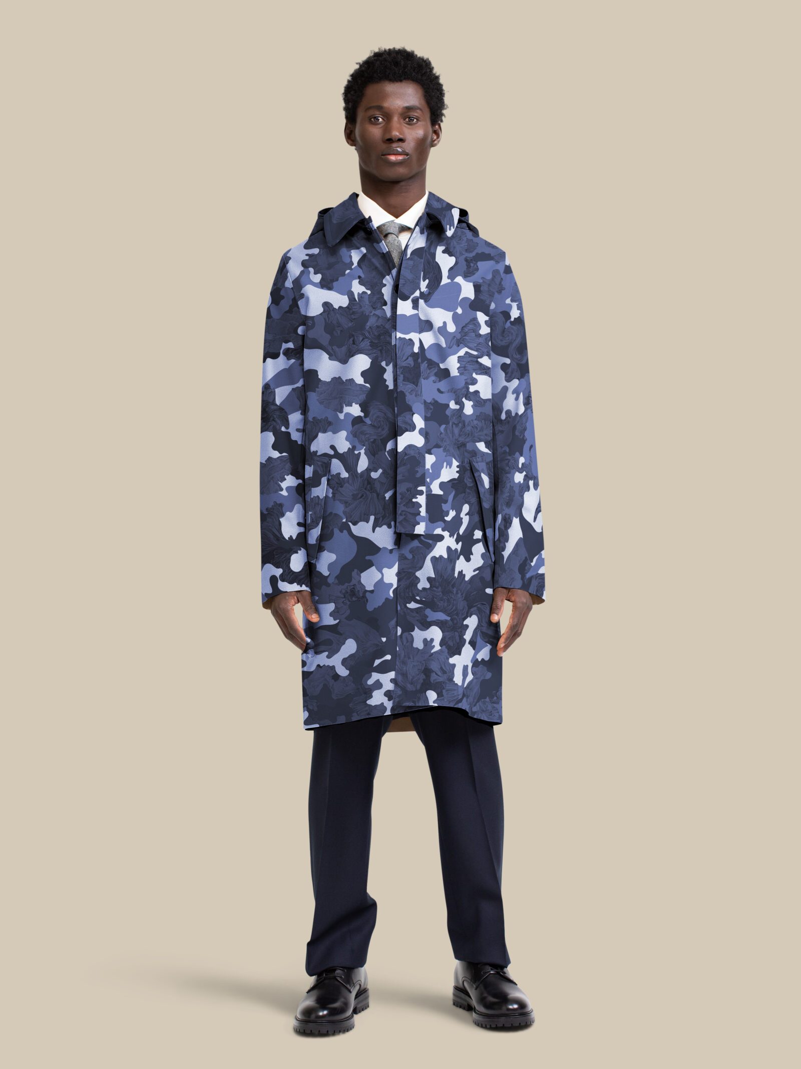 Walker Homme Mid Length / hopsack-camo-indigo